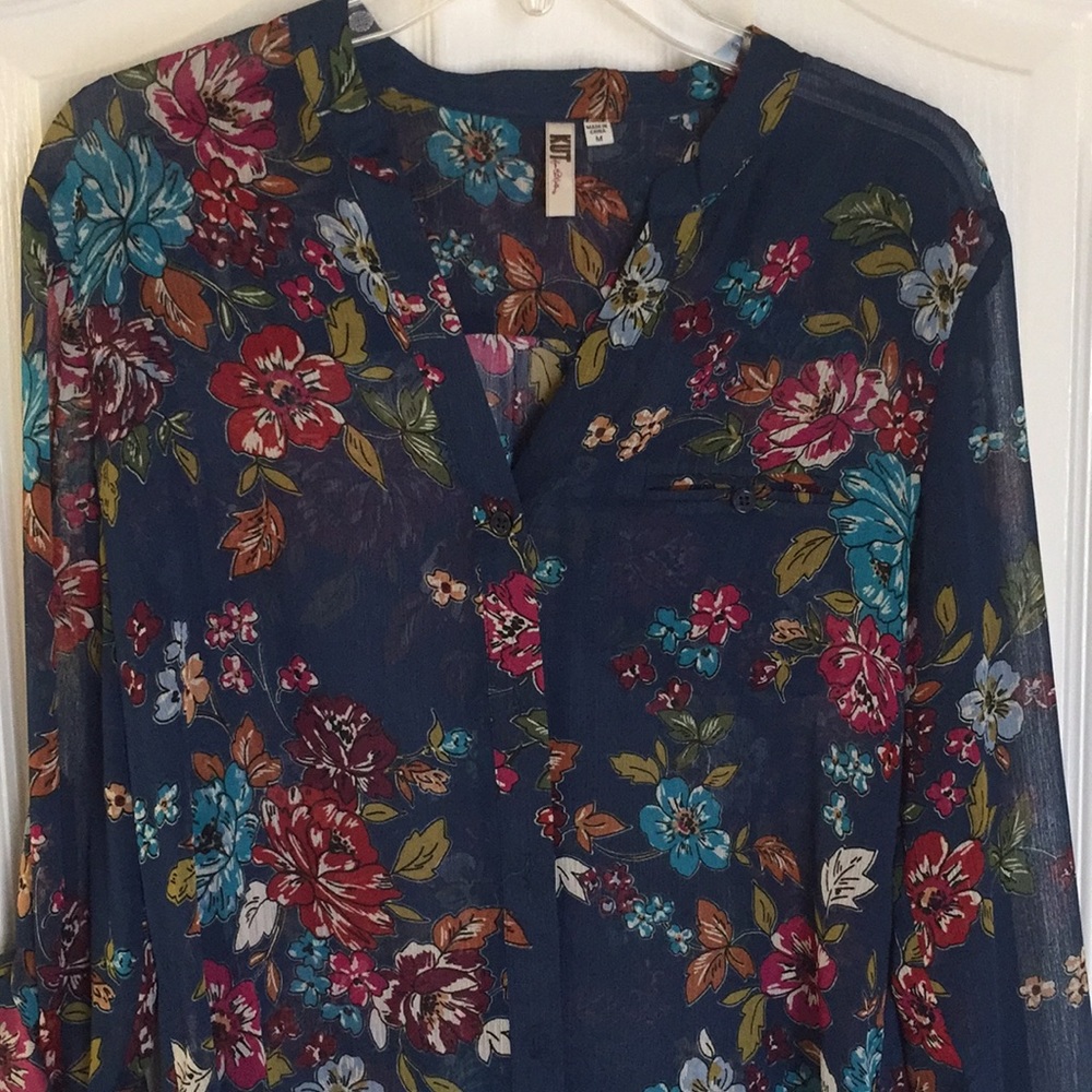 Blue floral blouse